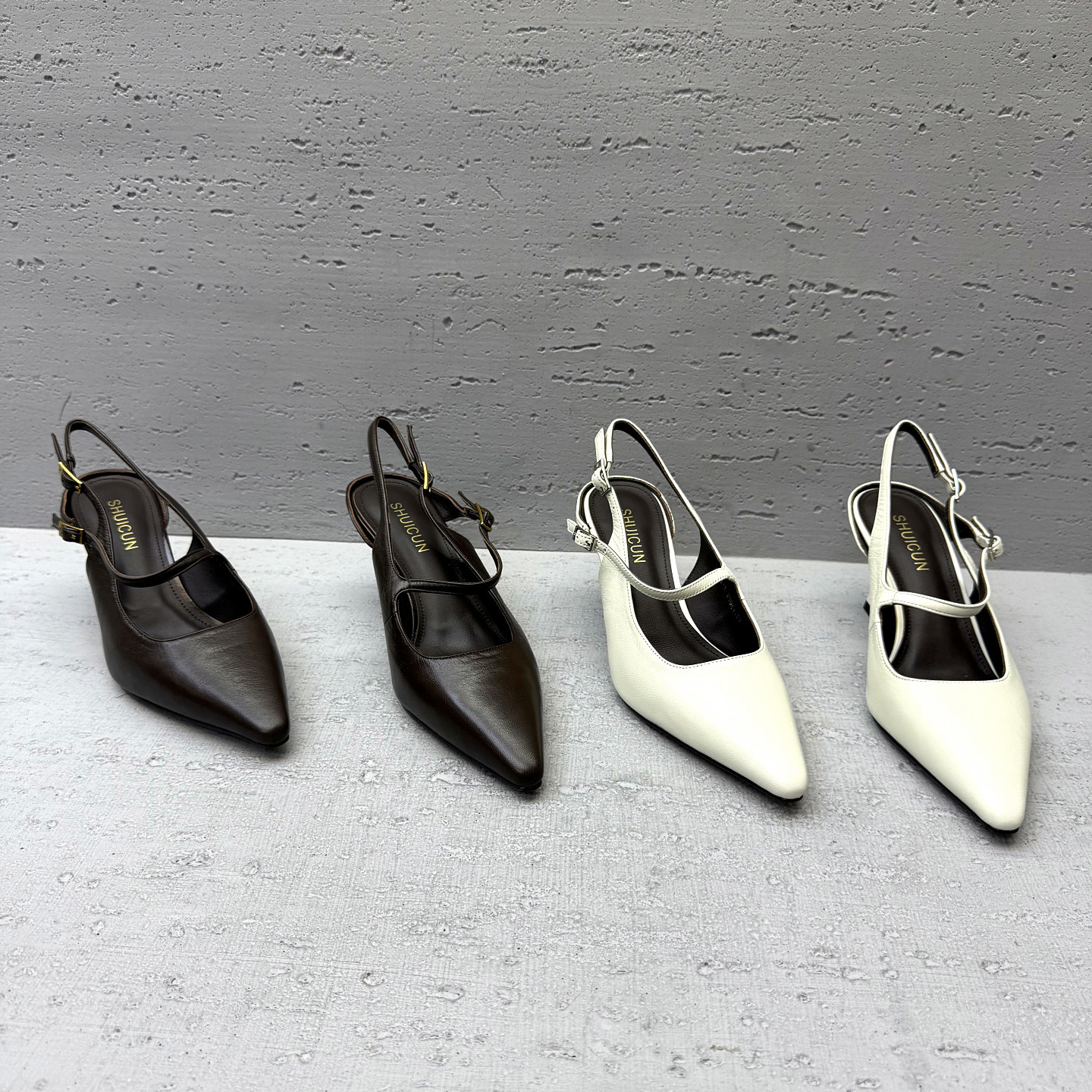 欧洲站欧货女鞋2026春夏新款真皮尖头细跟一字扣带凉鞋细跟高跟鞋