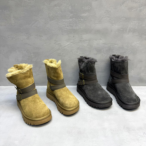 冬季厚底加绒保暖羊毛混纺雪地靴
