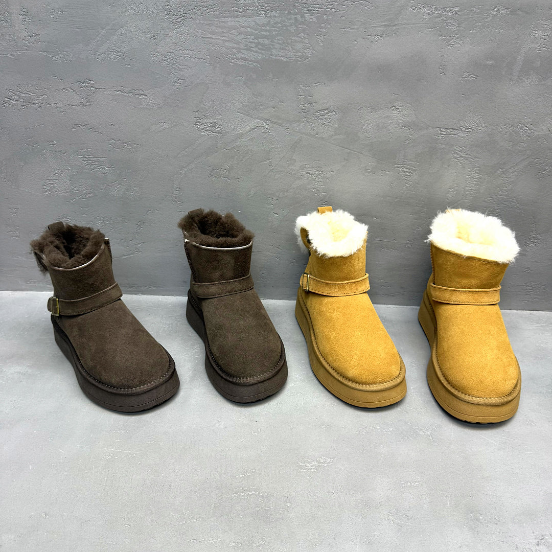 欧洲站牛反绒女加绒保暖雪地靴