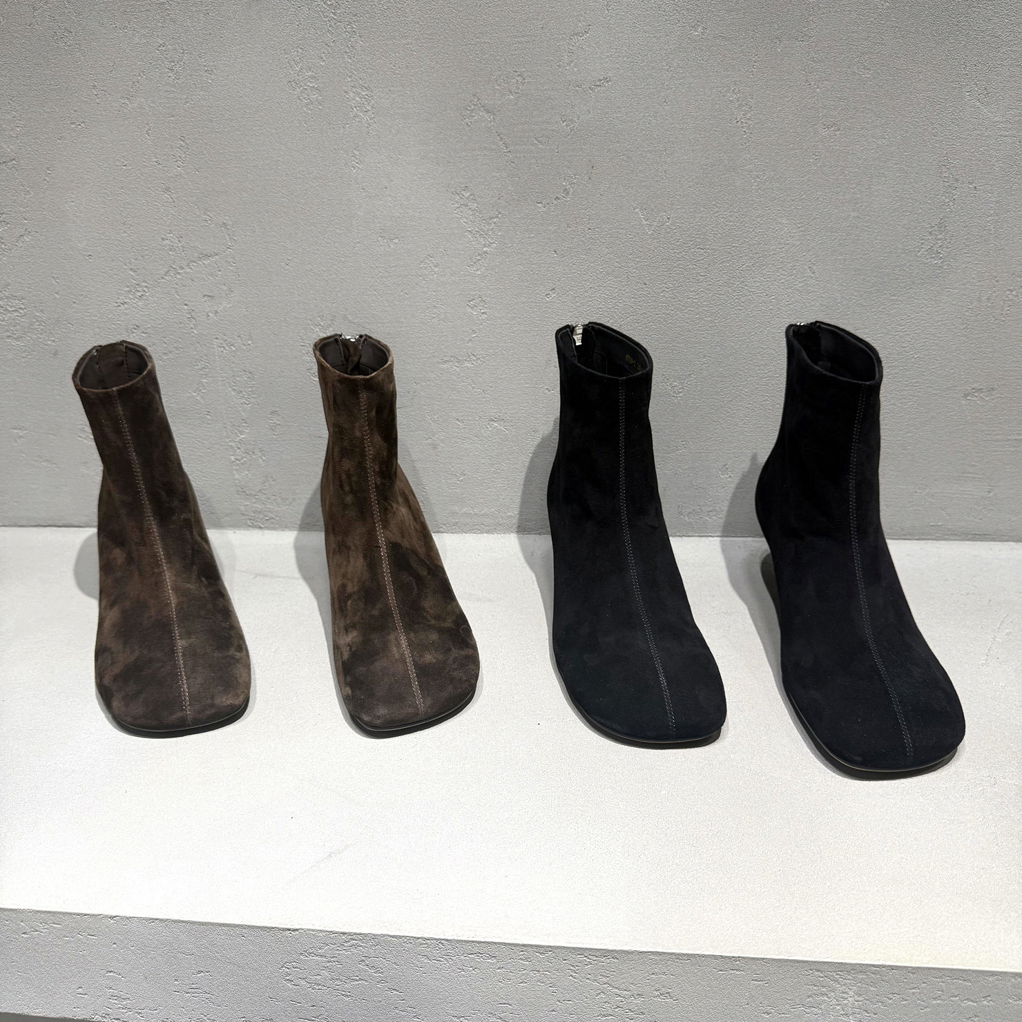 秋新真皮方头弹力瘦瘦女短靴