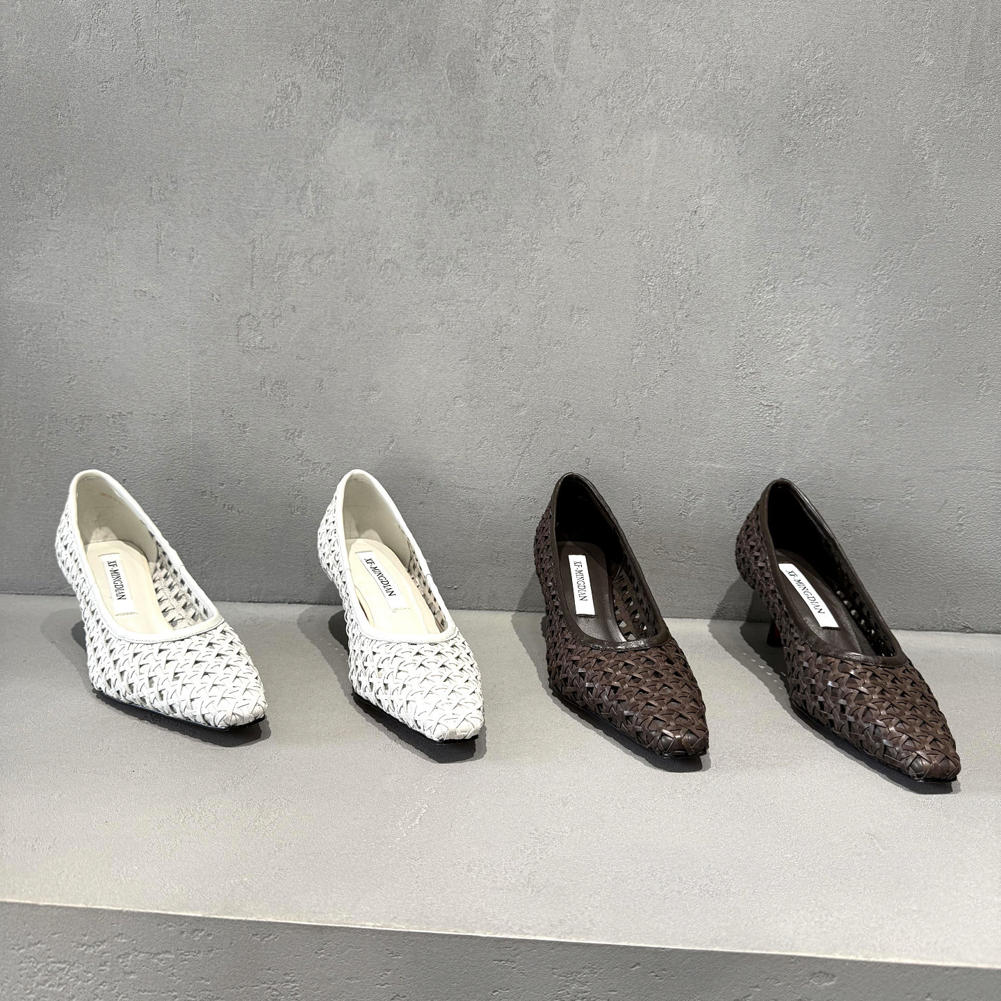 欧洲站欧货女鞋2026春夏新款真皮编织镂空浅口单鞋细跟软皮高跟鞋