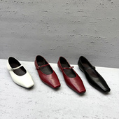 低跟浅口一字扣百搭单鞋 欧洲站欧货女鞋 2026春新真皮方头玛丽珍鞋