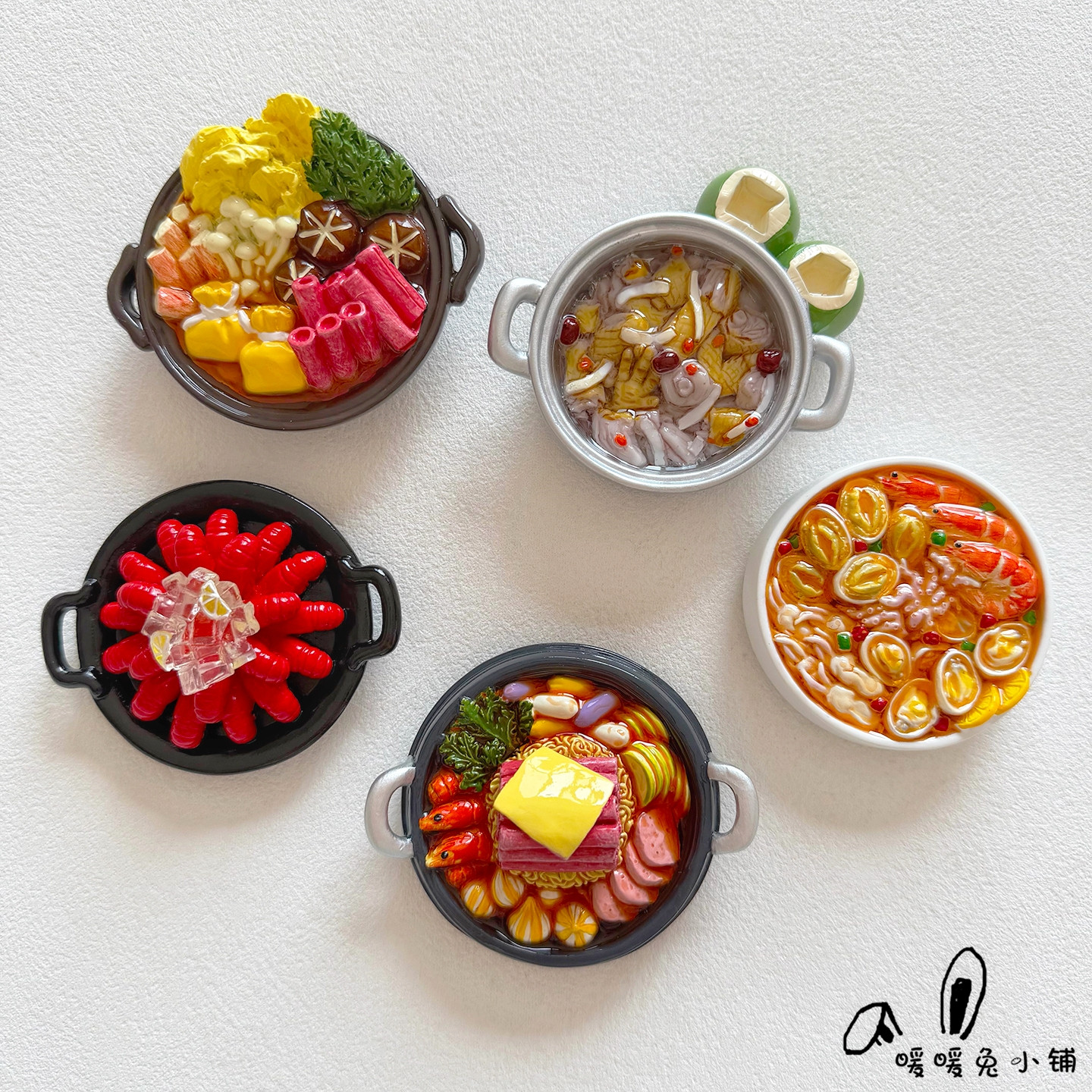 暖暖兔海南三亚旅游纪念手礼椰子鸡日式寿喜锅火锅海鲜冰箱贴磁贴