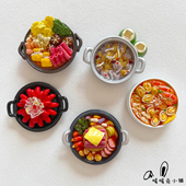 暖暖兔海南三亚旅游纪念手礼椰子鸡日式 寿喜锅火锅海鲜冰箱贴磁贴