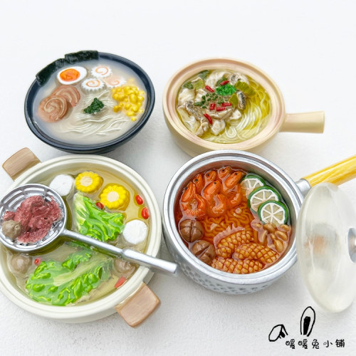 暖暖兔创意可爱卡通食玩拉面树脂立体冰箱贴磁贴装饰磁性贴