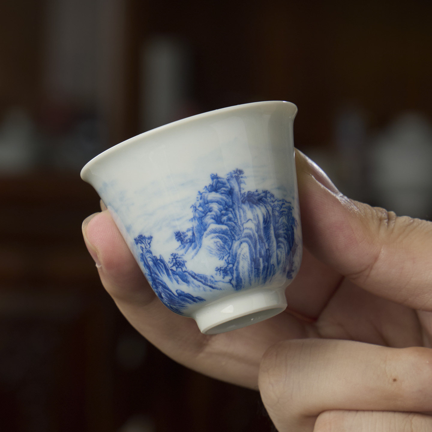 主人杯景德镇陶瓷茶杯主人杯个人茶杯功夫釉下青花清湾山水小客杯,餐饮具,茶杯,淘宝优惠券,粉丝福利购,淘宝优惠卷