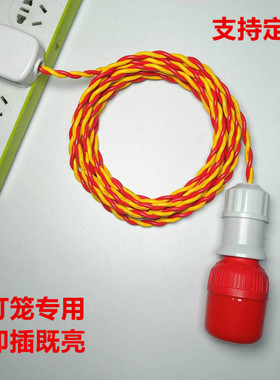 灯笼延长线红色灯泡简易E27带插头带线灯笼专用节能灯带开关螺口