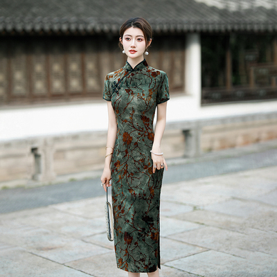扎染旗袍2025绝美气质改良新中式显瘦日常可穿高端修身复古长款夏