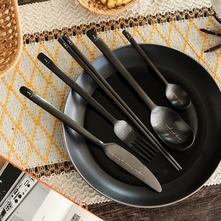 工业风复古西餐餐具刀叉家用全套牛排刀勺筷子三件套装茶咖啡勺子