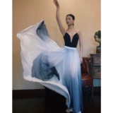 Этническая длинная юбка, костюм, китайский стиль, этнический стиль, яркий броский стиль, градиент