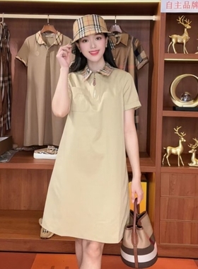 思尼莉莉家新款连衣裙短袖夏季休闲气质POLO显瘦裙子155017