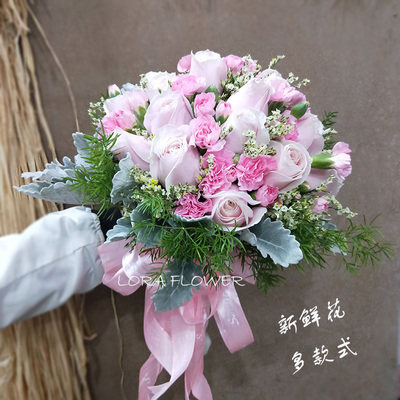 新娘手捧花球结婚礼鲜花速递广州深圳花店同城送花中欧式高档真花