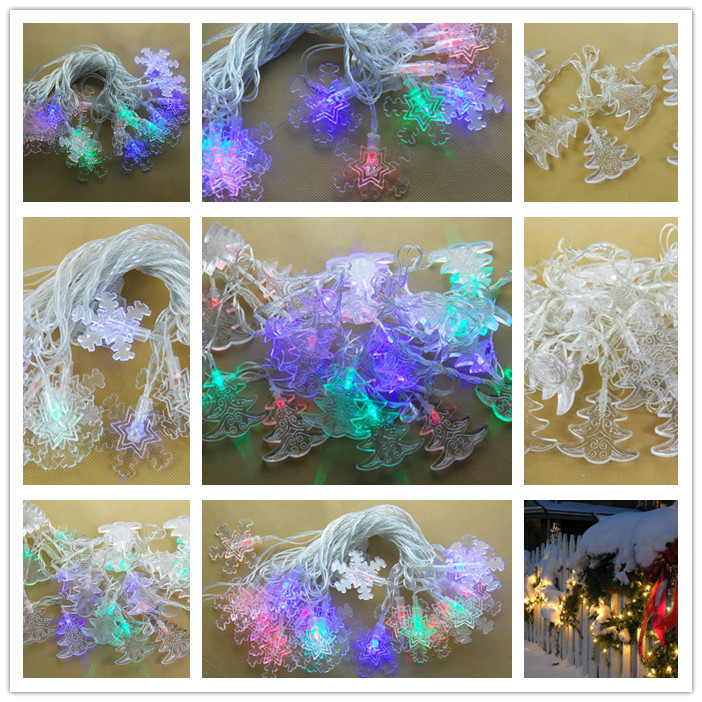 外贸LED节日圣诞节小彩灯闪灯串灯雪花圣诞树灯造型闪光蓝色灯串