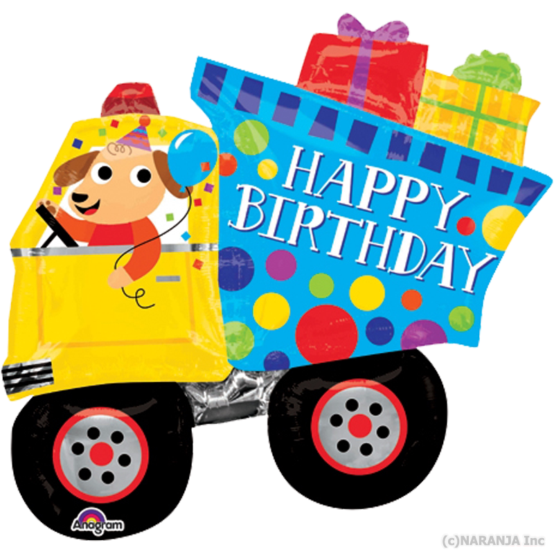 人气小卡车生日快乐进口高档庆典派对布置装饰飘空方形铝箔氦气球