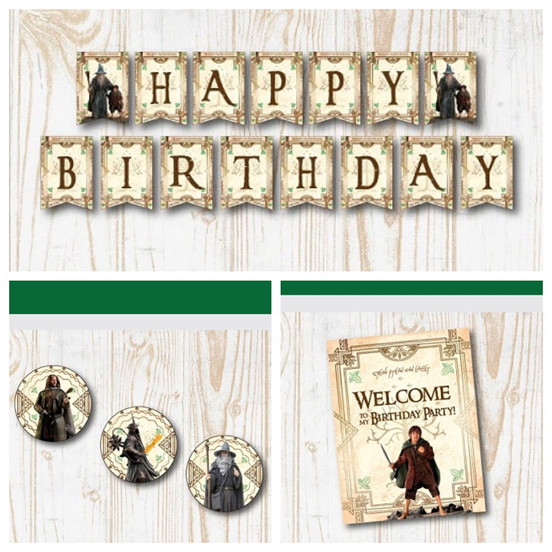 魔戒 lord of the rings派对装饰旗帜桌卡插牌瓶贴纸装饰布置套装