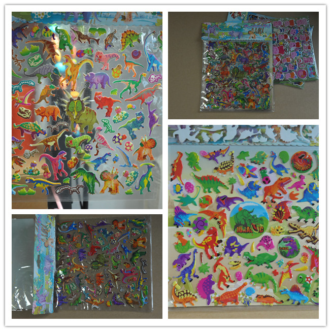 正版高档恐龙粉红猪小妹狗狗巡逻队大号双层卡通立体泡泡动物贴纸