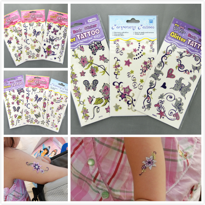 派对达人装扮骷髅手腕链奇异形花朵蝴蝶动漫卡通儿童纹身防水贴
