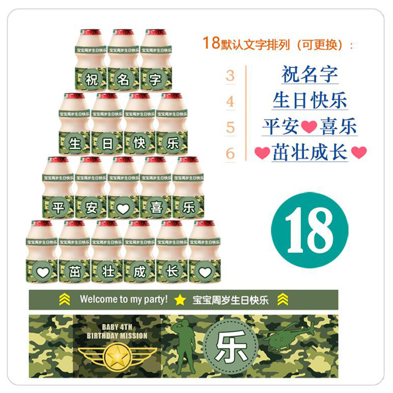 绿色植物大战表情包迷彩cs马里奥网游戏生日会饮品养乐多瓶贴纸