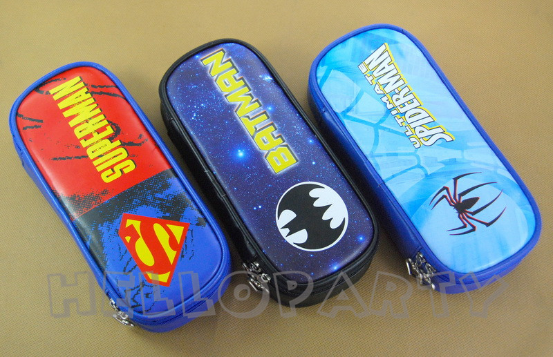 正版高档超人蝙蝠侠蜘蛛侠多用笔袋文具袋收纳袋