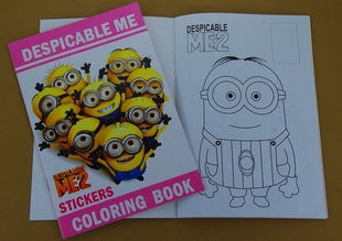 可爱超级奶爸香蕉黄人卑鄙 我卡通填色本涂色本幼儿画画本贴纸本