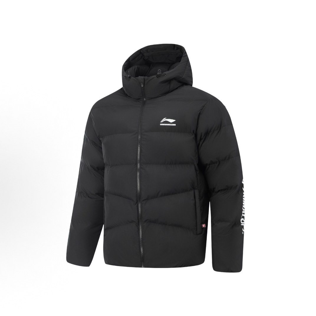 LiNing李宁 CBA 宽松连帽图案品牌LOGO字母棉服 男款AJMV069-1