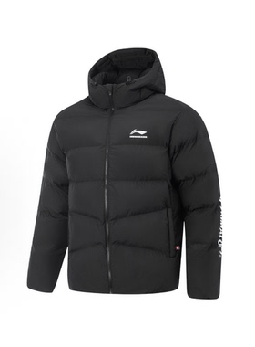 LiNing李宁 CBA 宽松连帽图案品牌LOGO字母棉服 男款AJMV069-1