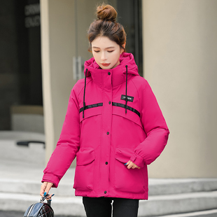 冬季新羽绒棉衣女中长款网红冲锋衣宽松显瘦棉服时尚减龄棉袄外套