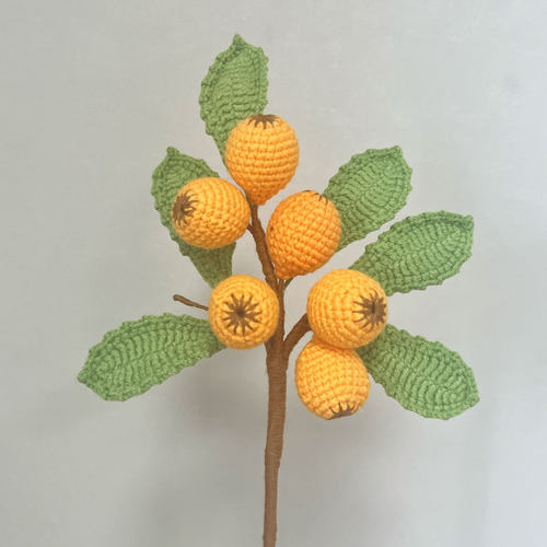 手工编织毛线花枇杷花束仿真水果植物客厅插花装饰品新年家居饰品