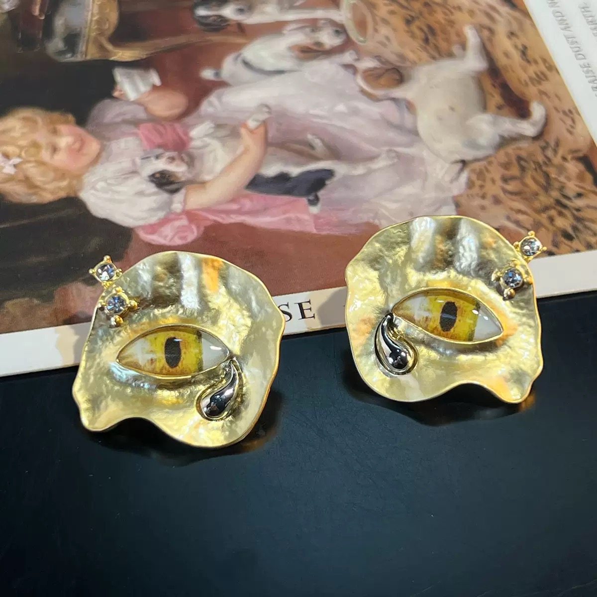 中古vintage复古眼睛宫廷风高级感轻奢设计感耳环耳饰不退不换,饰品/流行首饰/时尚饰品新,耳钉,淘宝优惠券,粉丝福利购,淘宝优惠卷