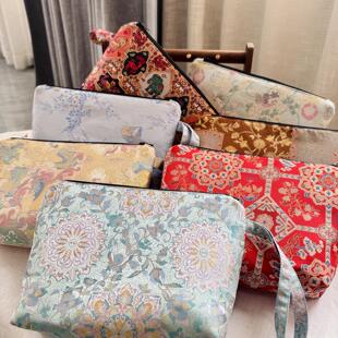 手工包一百真丝香云纱宋锦手机包零钱包化妆包收纳包收纳袋拉链袋