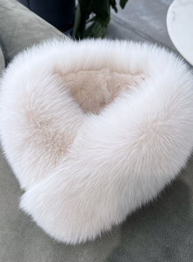 张元英同款狐狸毛围巾女冬季百搭双面真毛獭兔毛皮草毛毛围脖毛领