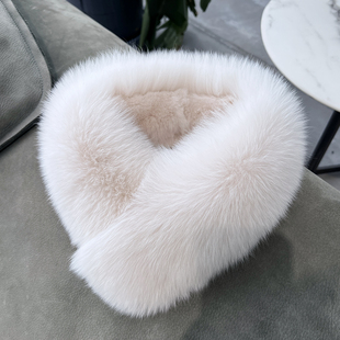 百搭双面真毛獭兔毛皮草毛毛围脖毛领 狐狸毛围巾女冬季 张元 英同款