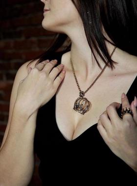 欧美项链鸟笼铜链条女士