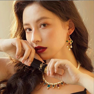 yuwelry法式 琉璃珍珠复古宫廷风项链锁骨链 中古vintage设计师款