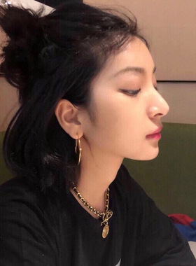 王鸥金币羊皮女士蝴蝶结项链欧美