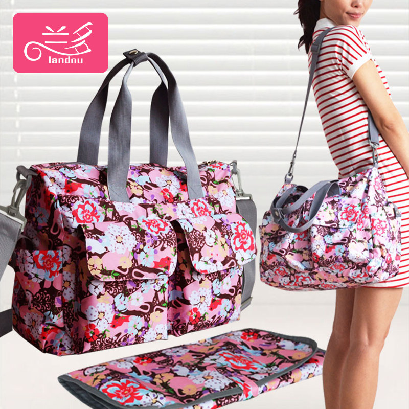 兰多大容量妈咪包女单肩手提大号母婴包斜挎外出多功能手拎妈妈包