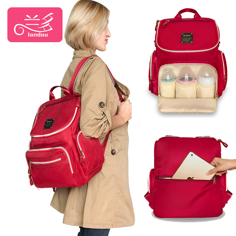 兰多 防水尼龙款妈咪包多功能大容量妈咪包双肩背包外出包