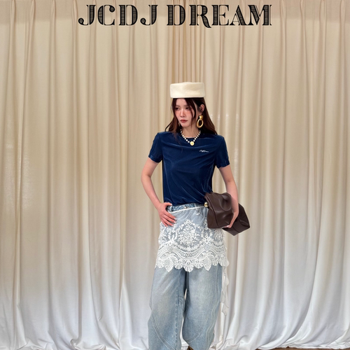 【YJXD 】CD 2026夏季新款复古文艺柔光丝绒短袖上衣CD01TX6A2128