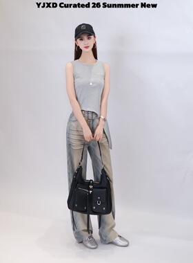 【YJXD 】JAC FLEURANT 夏灰色LOGO下摆打结绑带背心J62U00YM057H