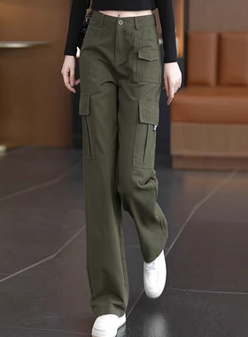 高端酷飒风军绿色美式工装裤女春夏薄款2026新款品牌阔腿登山裤子