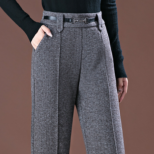 直筒 加厚羊绒阔腿羊毛中年妈妈窄版 高端毛呢裤 子女春秋天2026新款