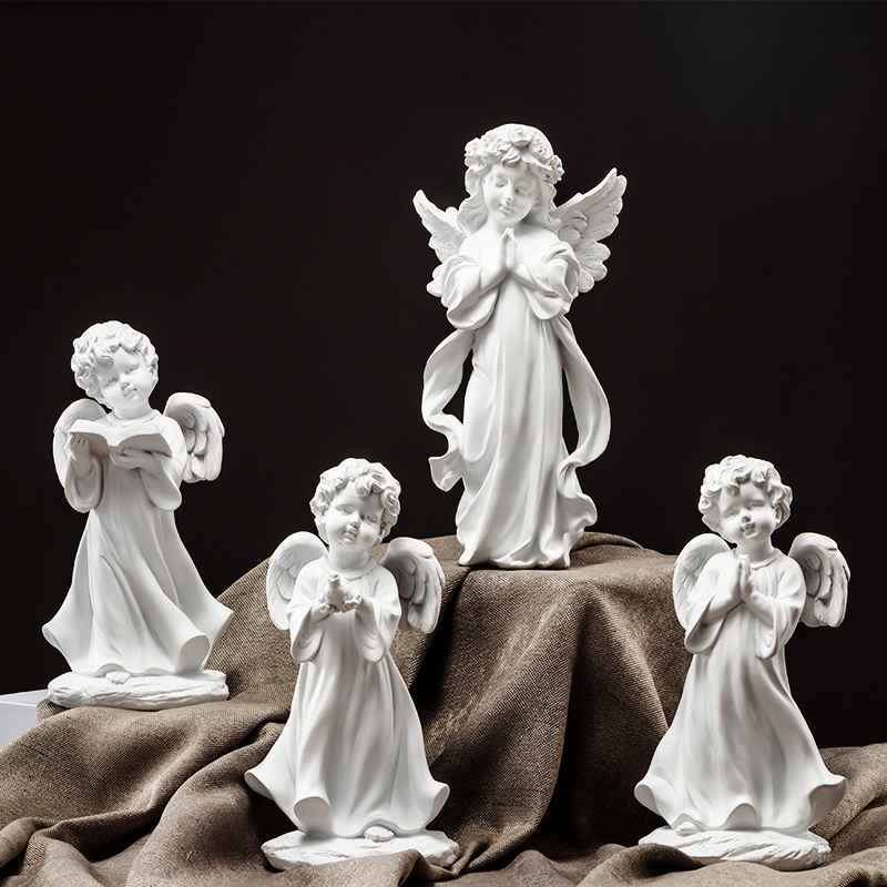 北欧创意人物天使雕塑装饰品树脂家居客厅书柜摆设工艺品雕像摆件