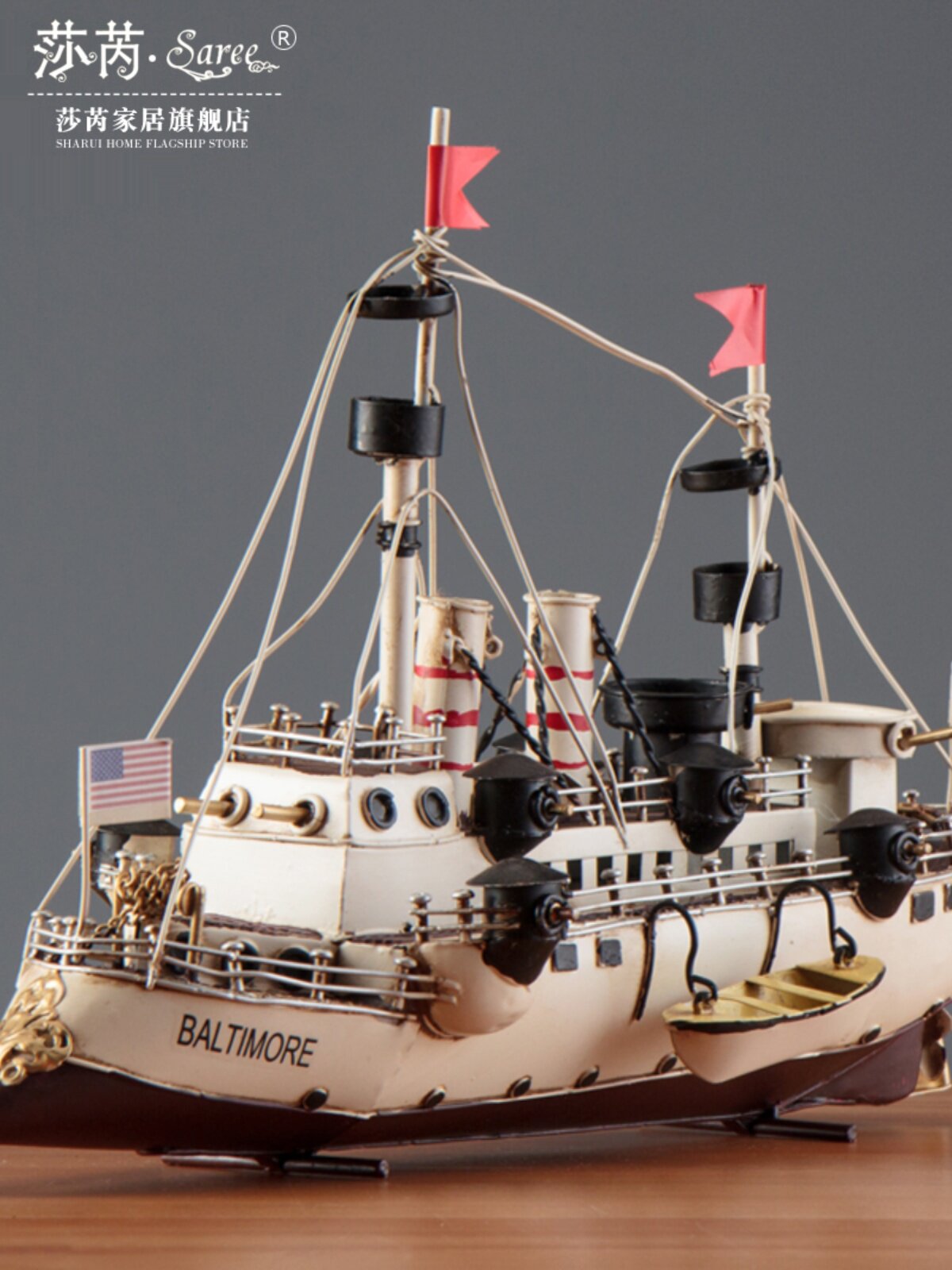美国覆古物件古董怀旧船模创意家居客厅办公室酒柜装饰摆件