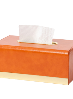 创意简约皮质纸巾盒轻奢家用卧室餐厅网红客厅抽纸盒茶几装饰摆件