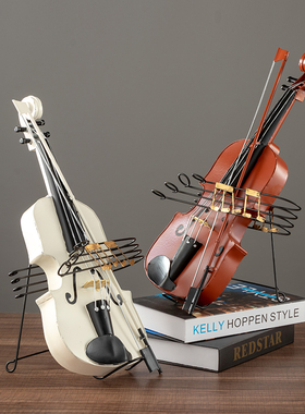 复古怀旧小提琴乐器摆件欧式创意家居吉他书架酒柜客厅桌面饰品