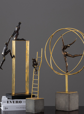 速发术奢简约人物雕塑摆件运艺家居软装饰品办公室客厅动轻品