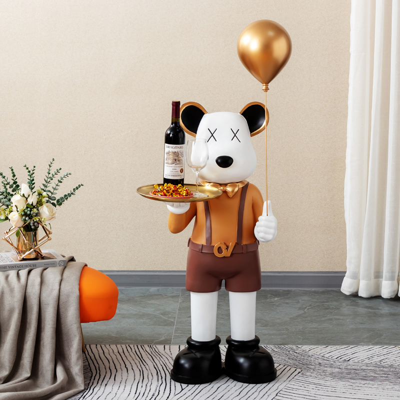 创意网红落地暴力熊收纳轻奢客厅大摆件电视柜沙发边简约卡通摆设