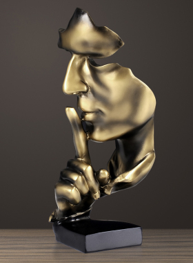 沉默是金酒柜装饰品办公室桌面抽象雕塑人物摆件现代轻奢创意摆设