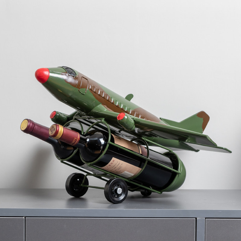 创意铁艺双瓶红酒架怀旧酒柜装饰品摆件轻奢飞机模型客厅玄关摆设,家居饰品,装饰摆件,淘宝优惠券,粉丝福利购,淘宝优惠卷