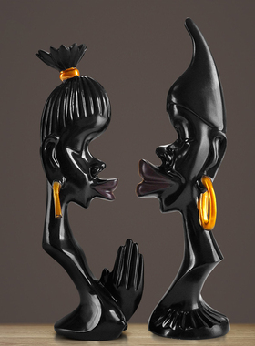 黑人情侣装饰品摆件客厅酒柜创意现代轻奢七夕礼物一对纪念品摆设